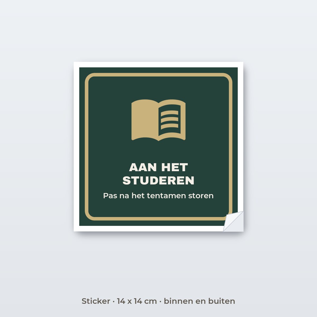 Deurbordje Aan het studeren - Sticker 14 x 14 cm