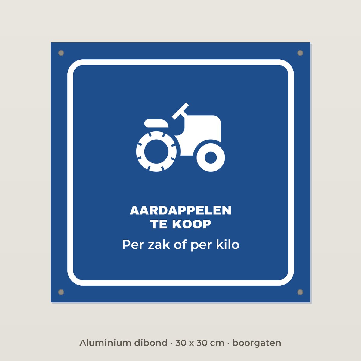 Bordje Aardappelen te koop - Aluminium dibond 30 x 30 cm met boorgaten