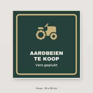 Bordje Aardbeien te koop - Forex 30 x 30 cm