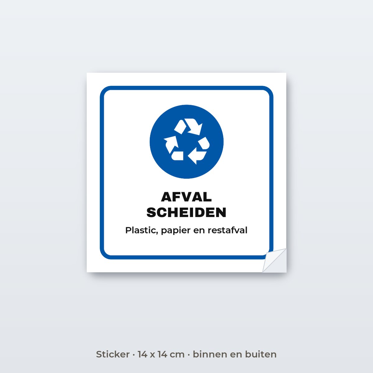 Bordje Afval scheiden - Sticker 14 x 14 cm