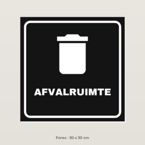 Deurbordje Afvalruimte - Forex 30 x 30 cm