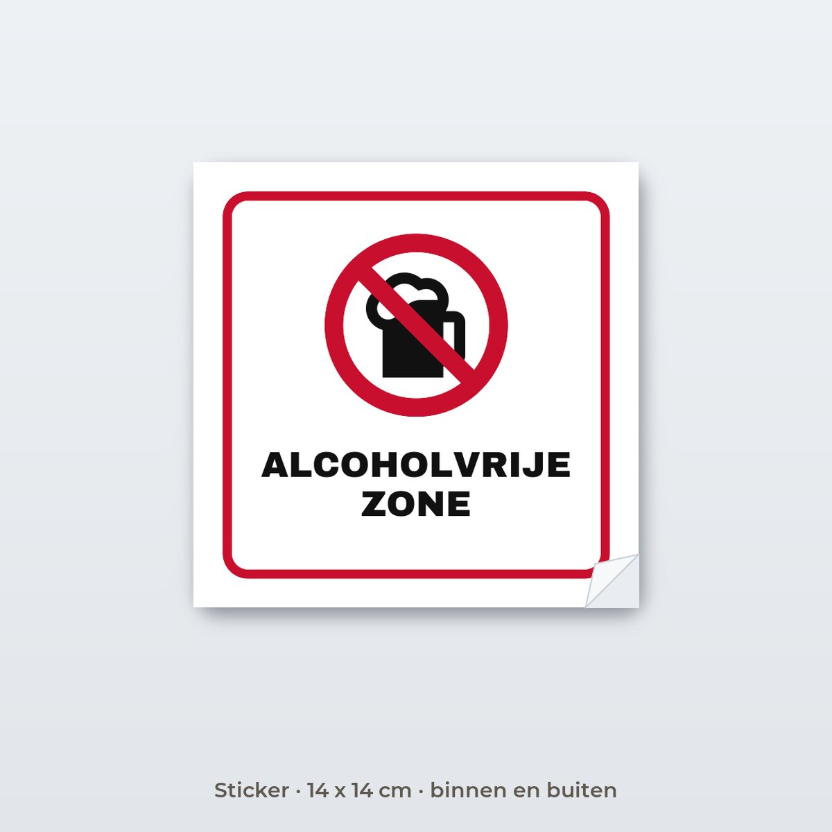 Bordje Alcoholvrije zone - Sticker 14 x 14 cm