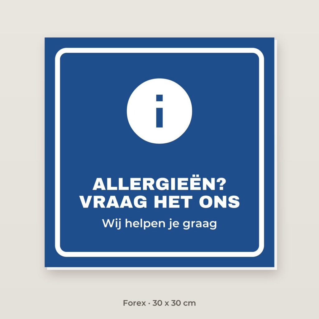 Bordje Allergenen - Forex 30 x 30 cm