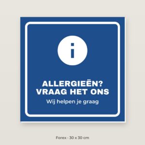 Bordje Allergenen - Forex 30 x 30 cm