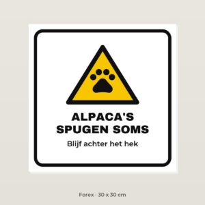 Bordje Alpaca's spugen soms - Forex 30 x 30 cm