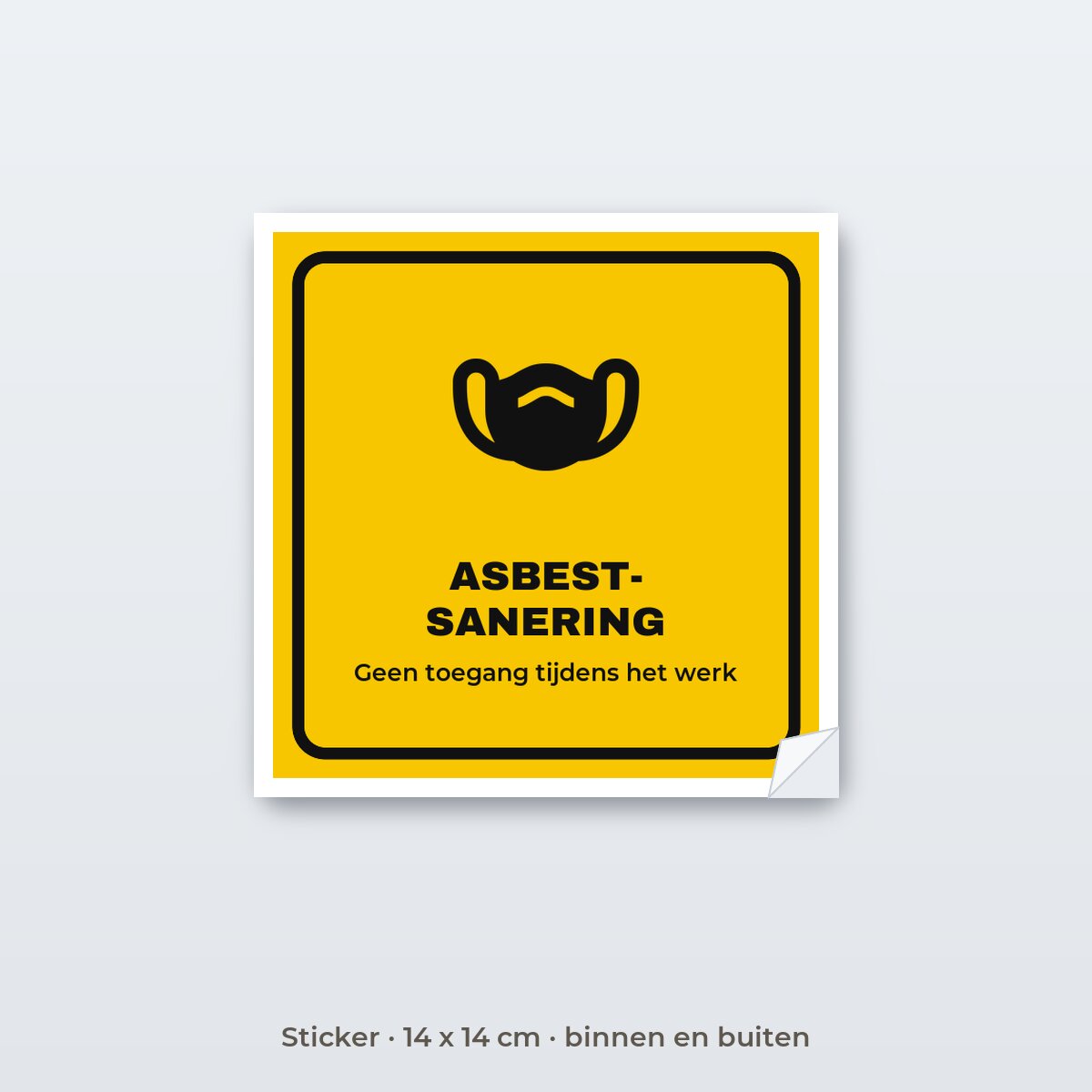 Bordje Asbestsanering - Sticker 14 x 14 cm