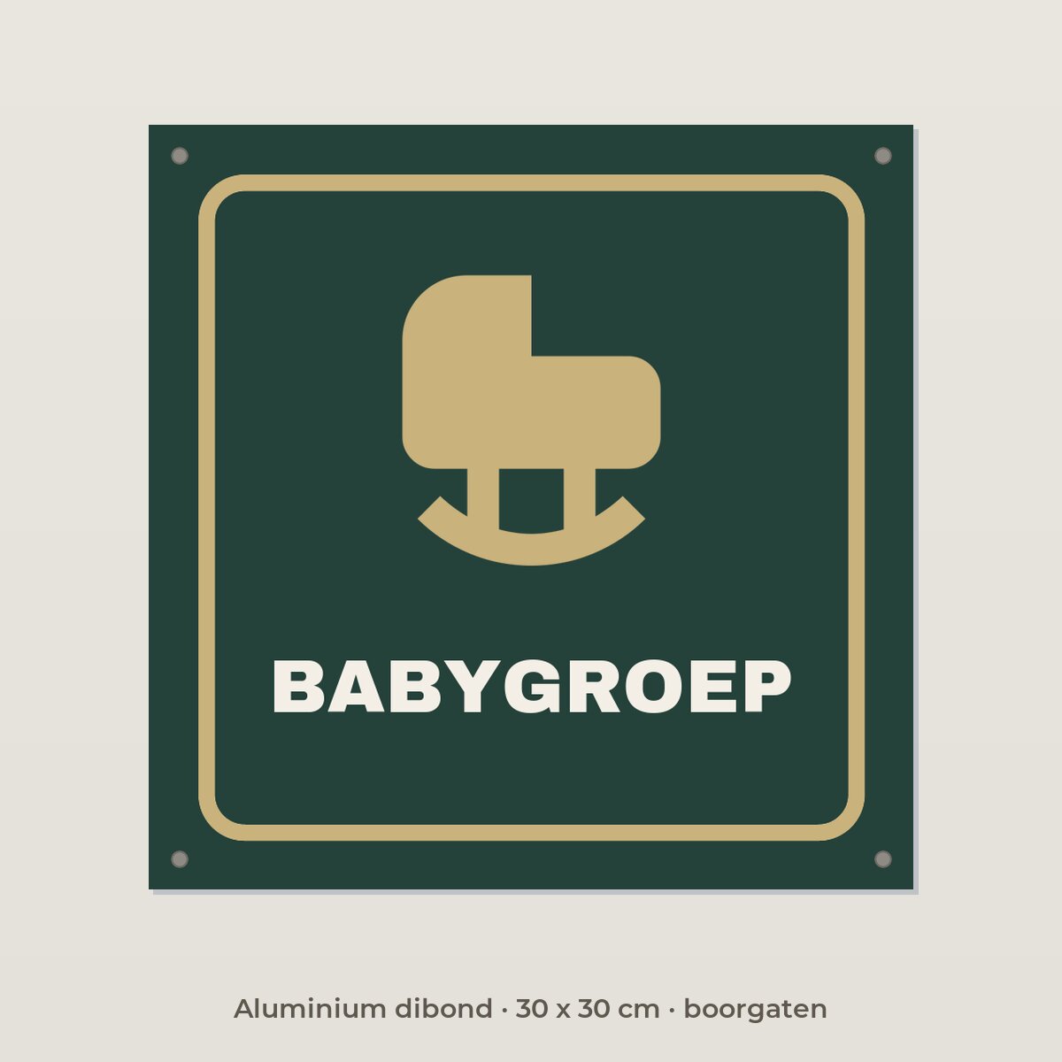 Deurbordje Babygroep - Aluminium dibond 30 x 30 cm met boorgaten