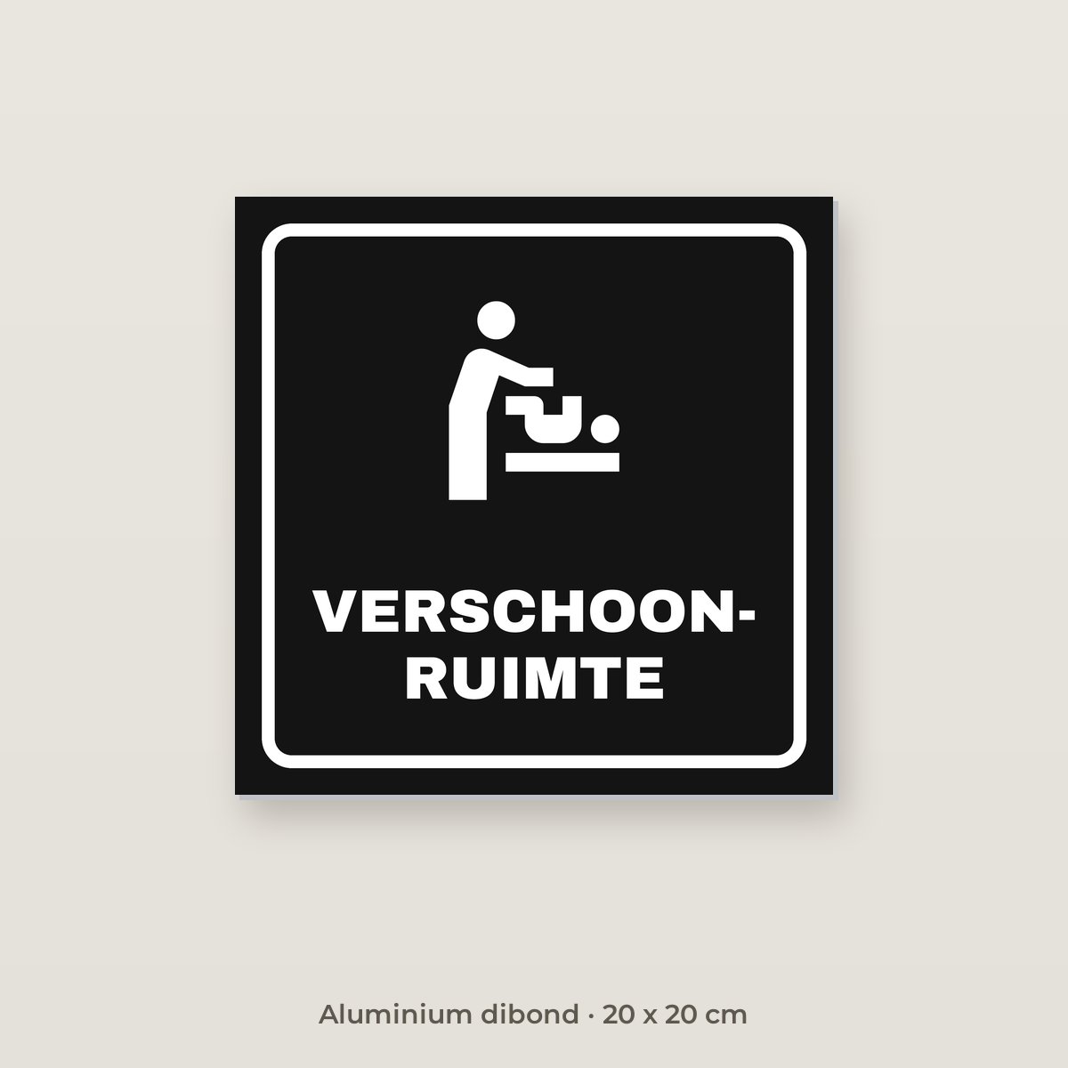 Deurbordje Verschoonruimte - Aluminium dibond 20 x 20 cm