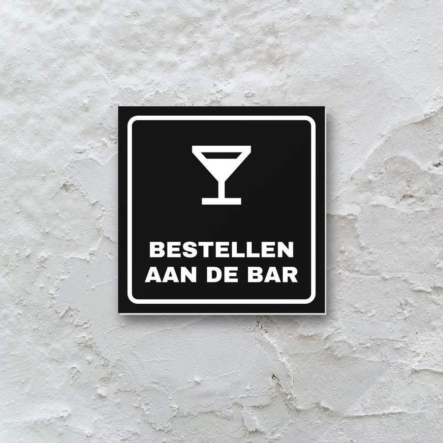Bordje Bestellen aan de bar aan de muur