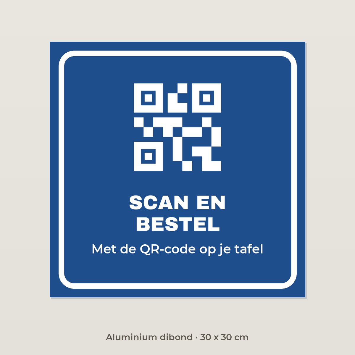 Bordje Bestellen via QR-code - Aluminium dibond 30 x 30 cm