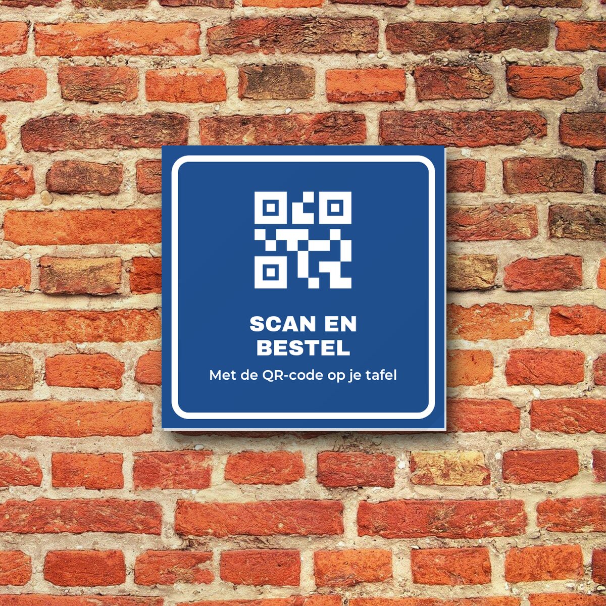 Bordje Bestellen via QR-code aan de muur