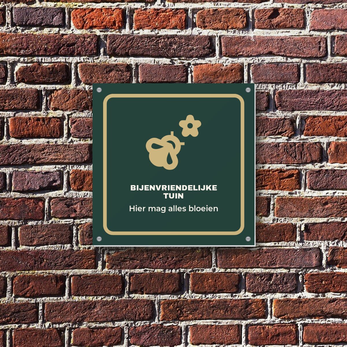 Bordje Bijenvriendelijke tuin aan de muur