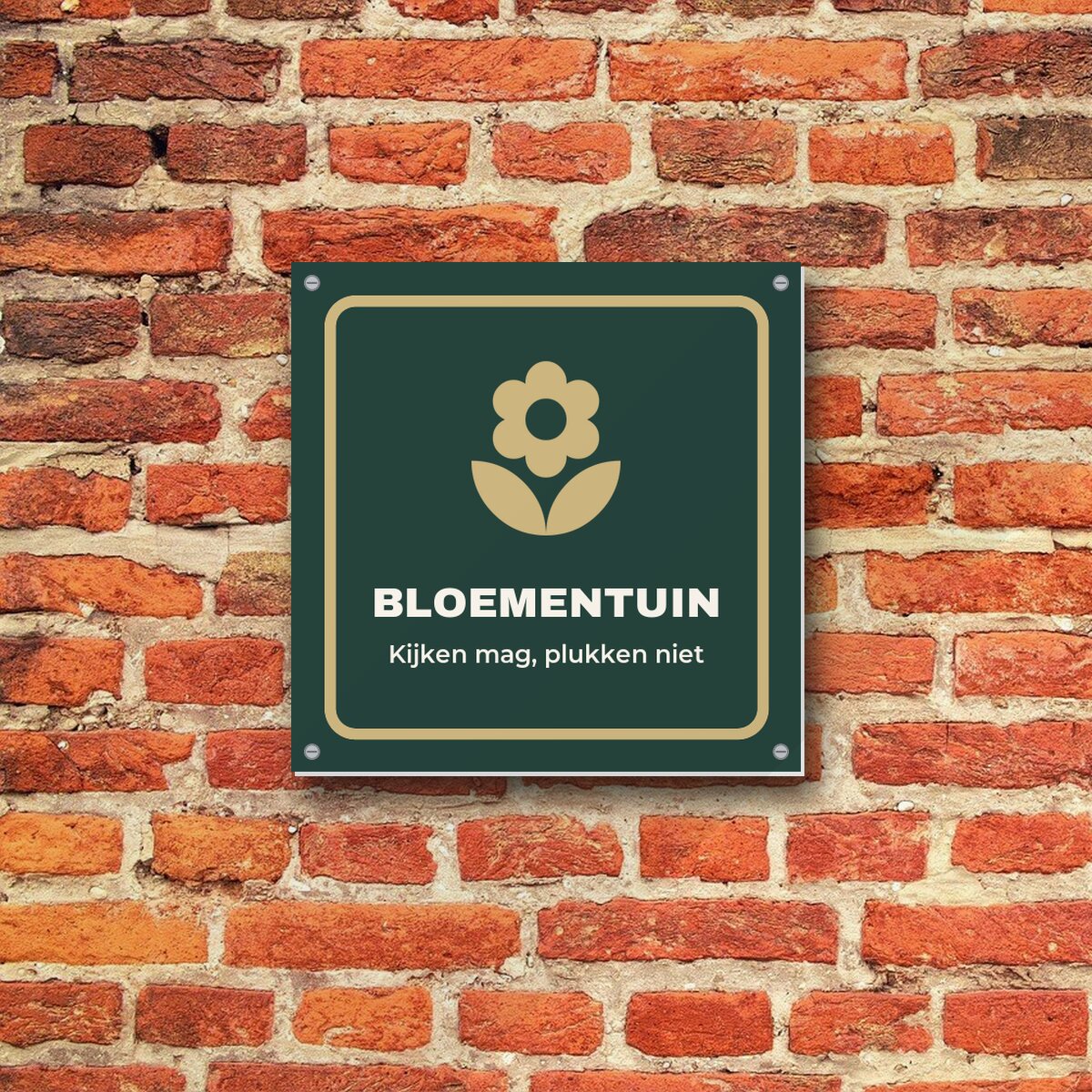 Bordje Bloementuin aan de muur