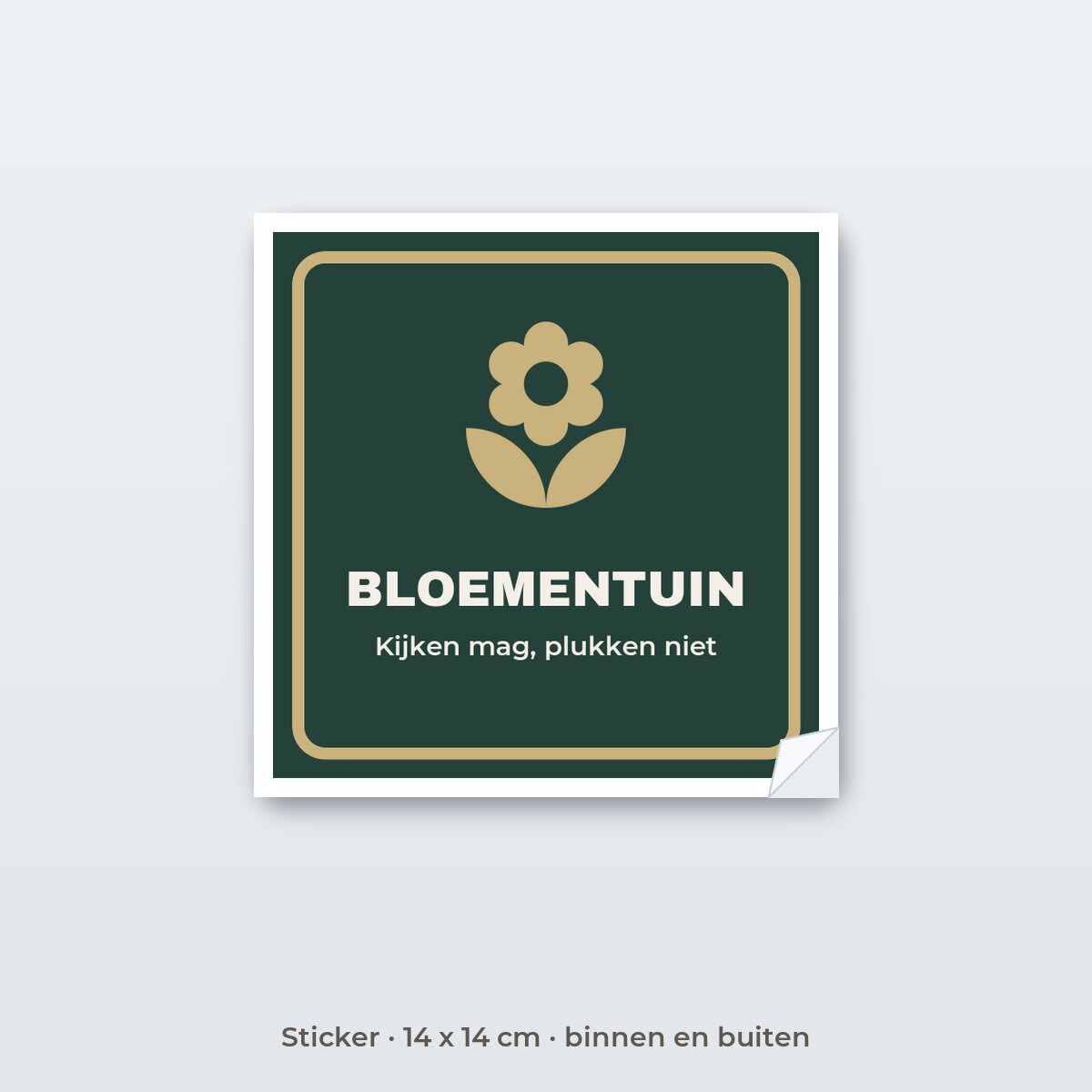 Bordje Bloementuin - Sticker 14 x 14 cm