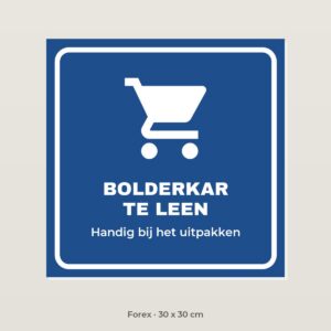 Bordje Bolderkar te leen - Forex 30 x 30 cm