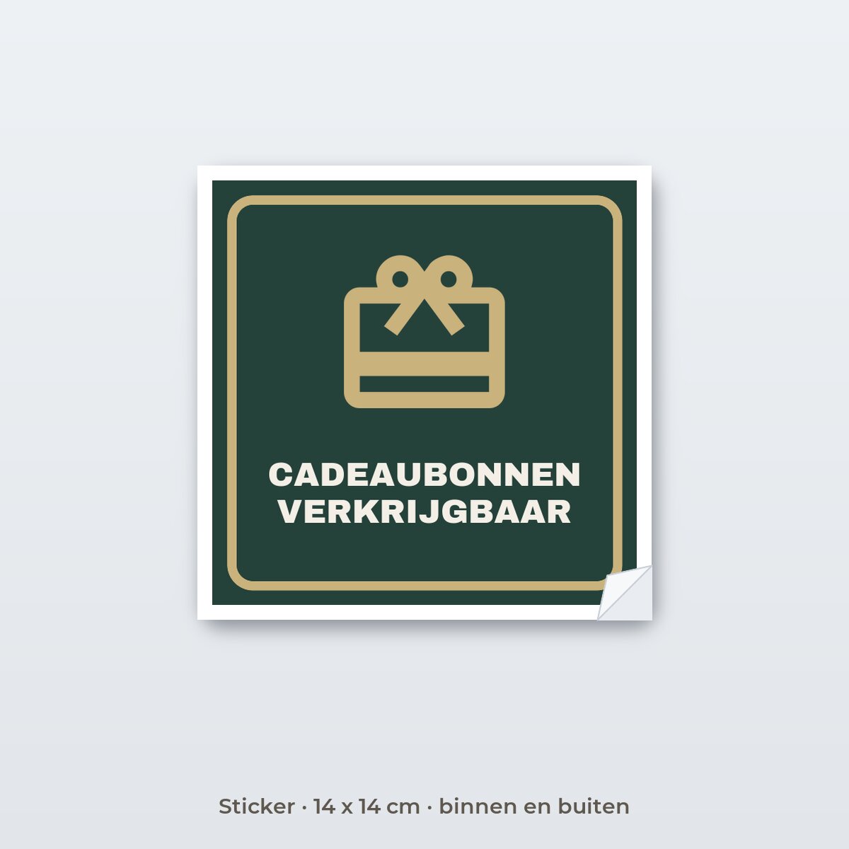Bordje Cadeaubonnen verkrijgbaar - Sticker 14 x 14 cm