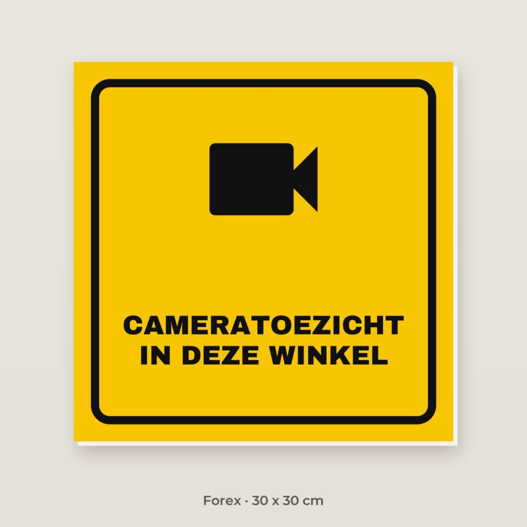 Bordje Cameratoezicht in deze winkel - Forex 30 x 30 cm