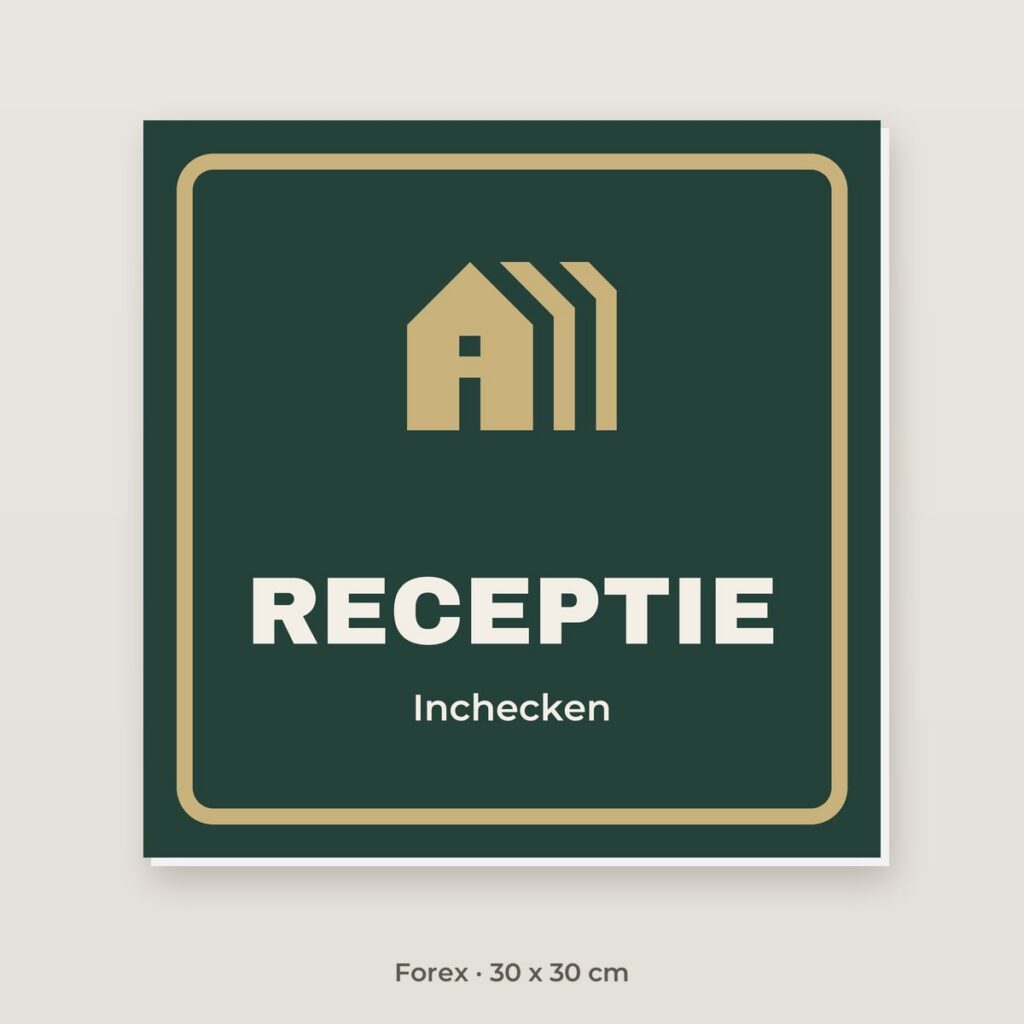 Bordje Receptie camping - Forex 30 x 30 cm