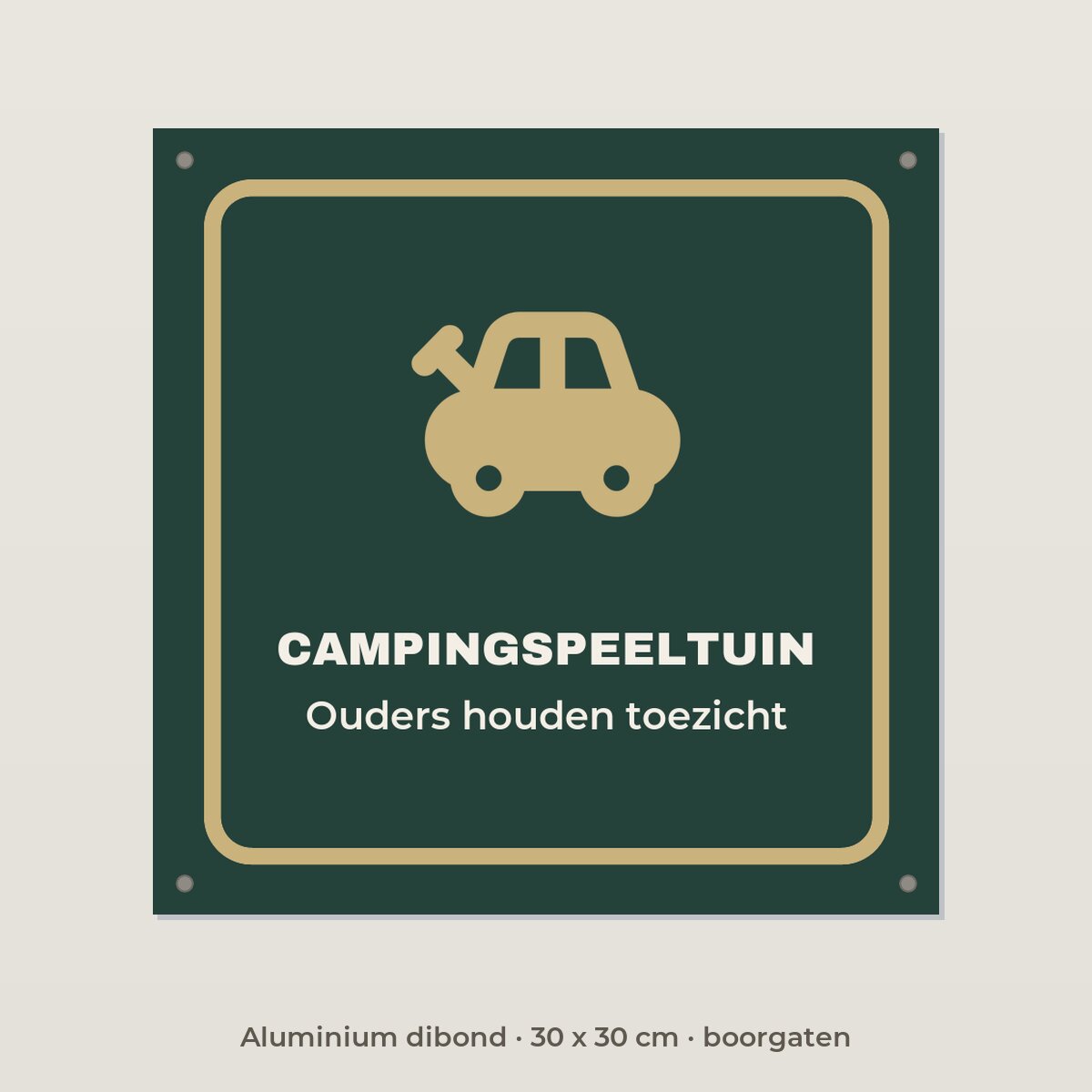 Bordje Campingspeeltuin - Aluminium dibond 30 x 30 cm met boorgaten