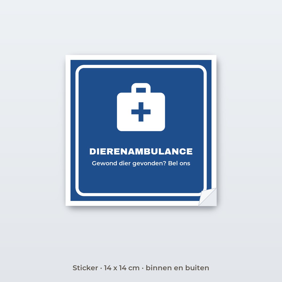 Bordje Dierenambulance - Sticker 14 x 14 cm