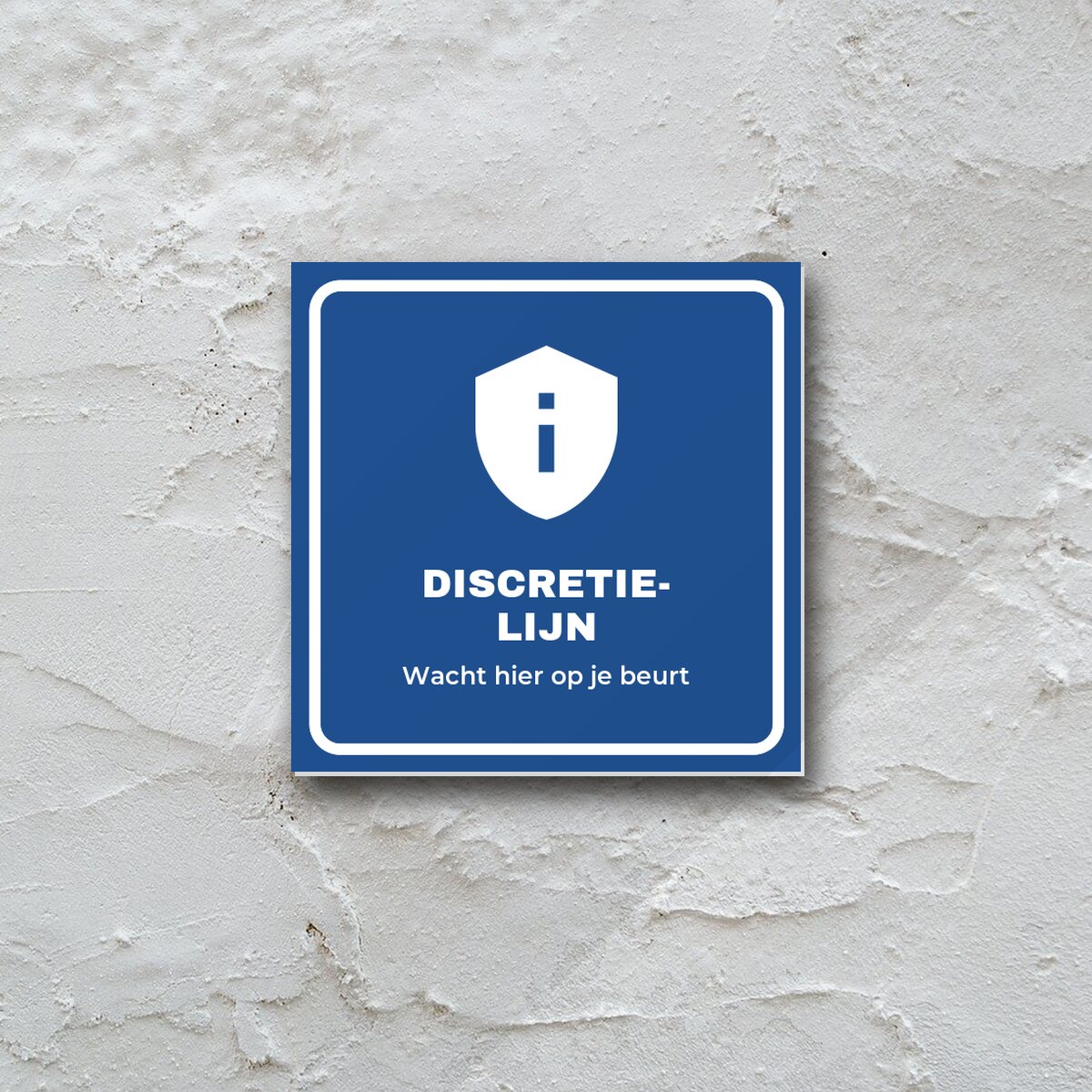 Bordje Discretielijn aan de muur