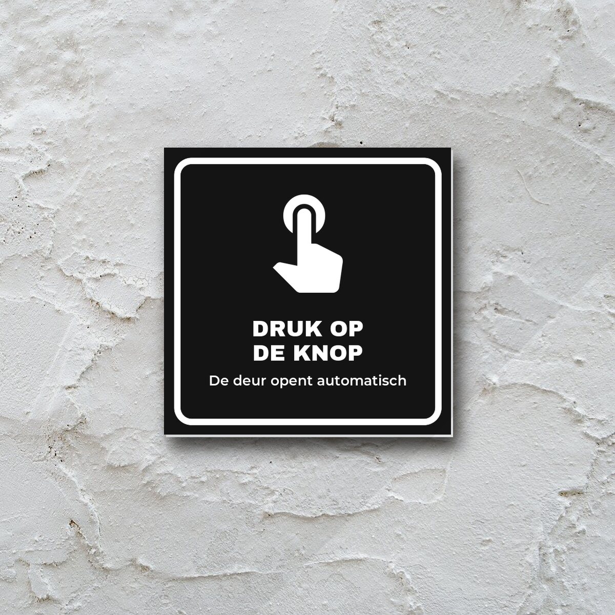 Deurbordje Druk op de knop aan de muur