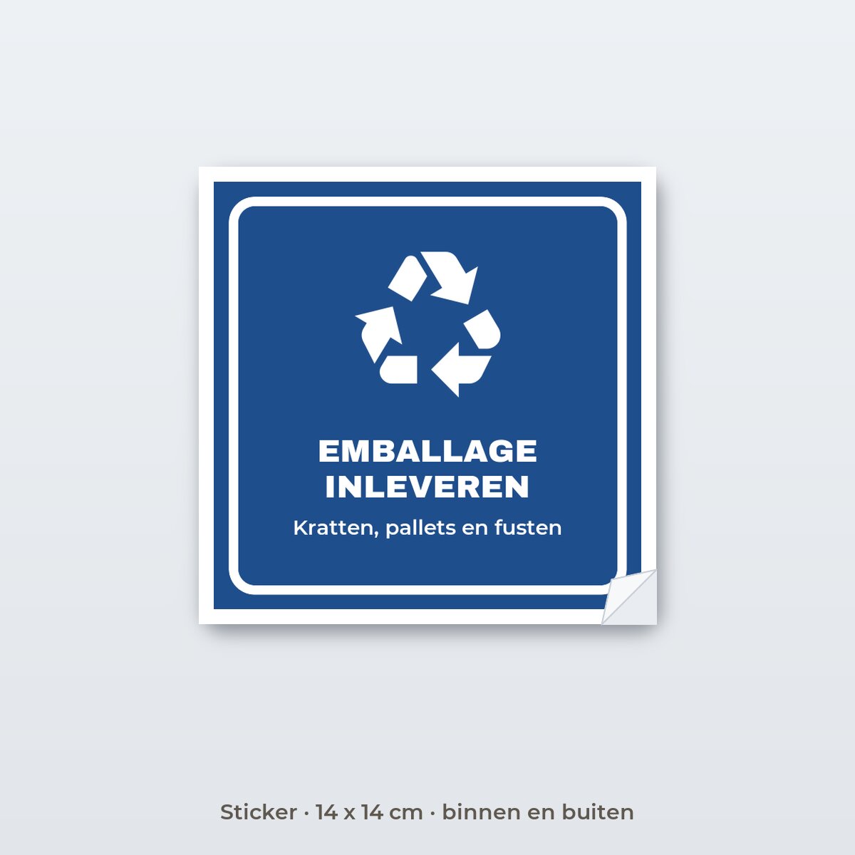 Bordje Emballage inleveren - Sticker 14 x 14 cm