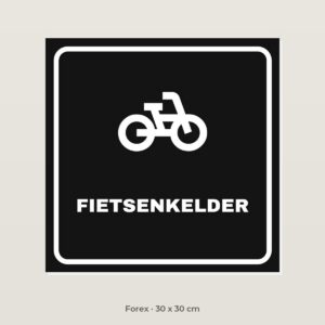Deurbordje Fietsenkelder - Forex 30 x 30 cm