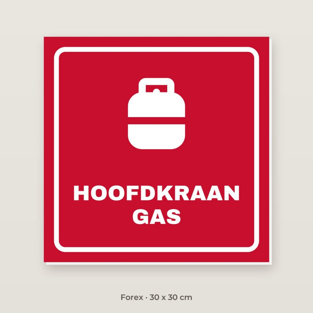 Bordje Hoofdkraan gas - Forex 30 x 30 cm