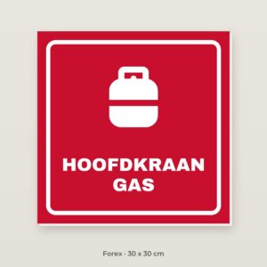 Bordje Hoofdkraan gas - Forex 30 x 30 cm
