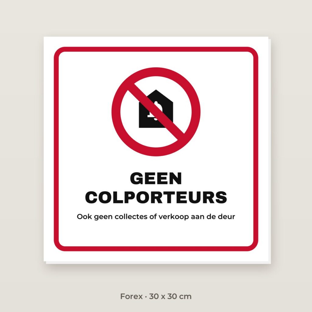 Bordje Geen colporteurs - Forex 30 x 30 cm