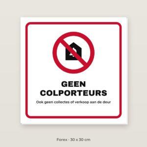 Bordje Geen colporteurs - Forex 30 x 30 cm