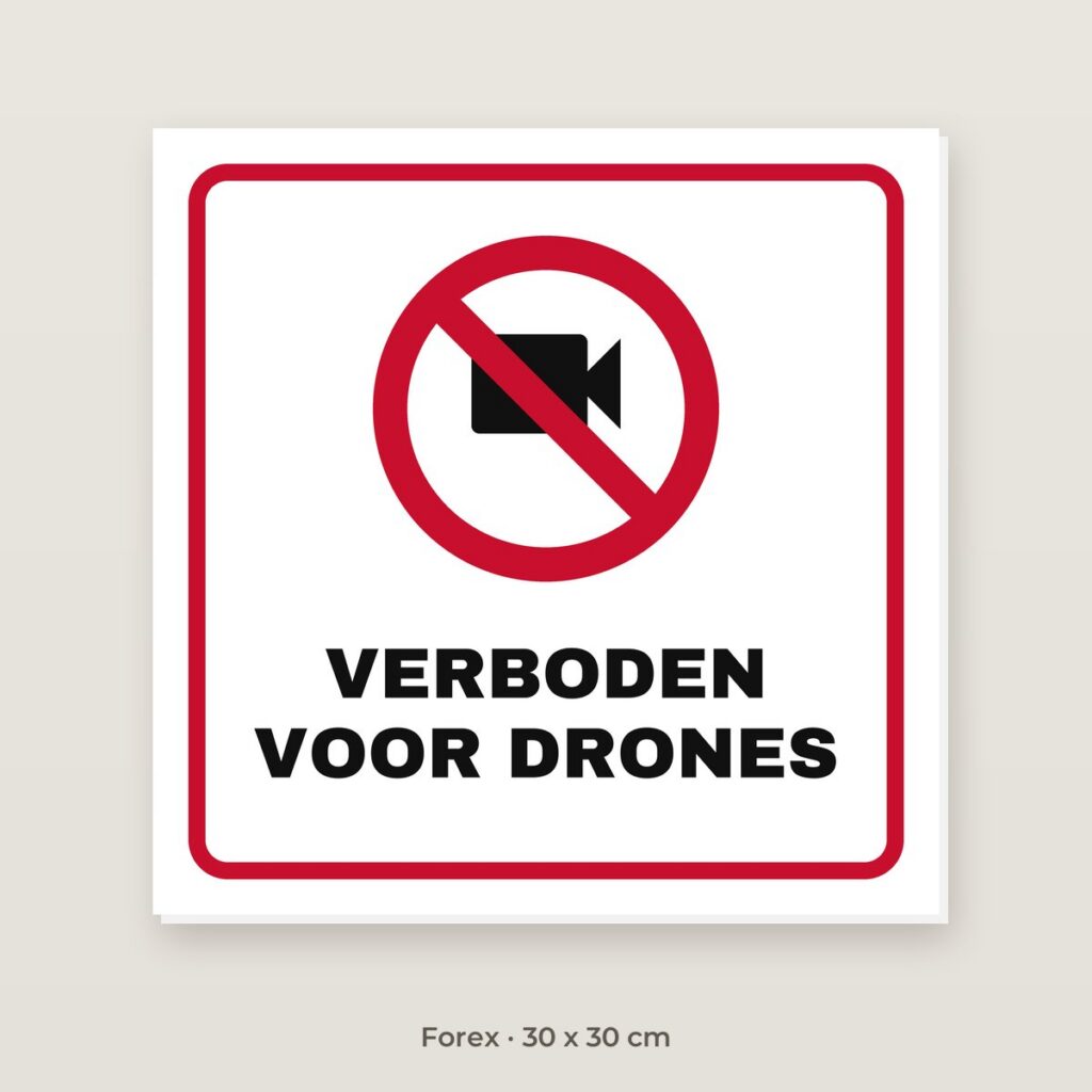 Bordje Geen drones - Forex 30 x 30 cm