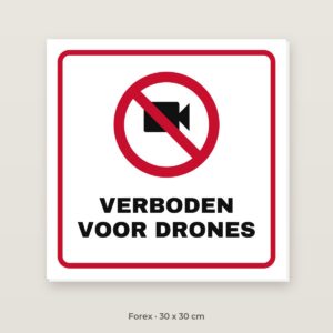Bordje Geen drones - Forex 30 x 30 cm