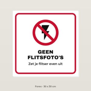 Bordje Geen flitsfoto's - Forex 30 x 30 cm
