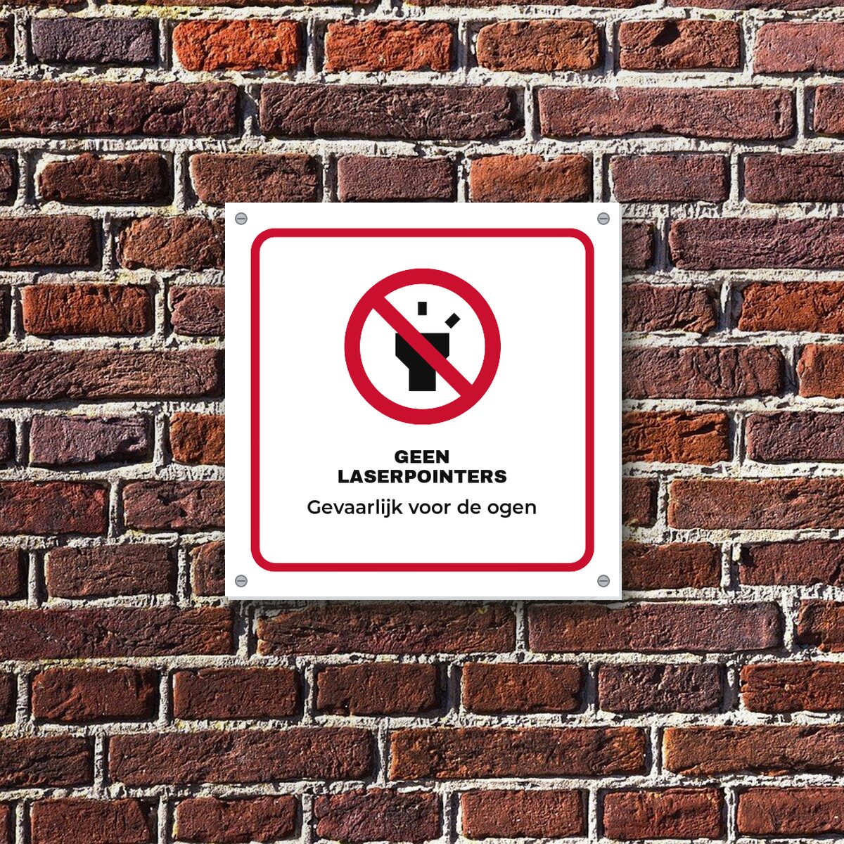 Bordje Geen laserpointers aan de muur