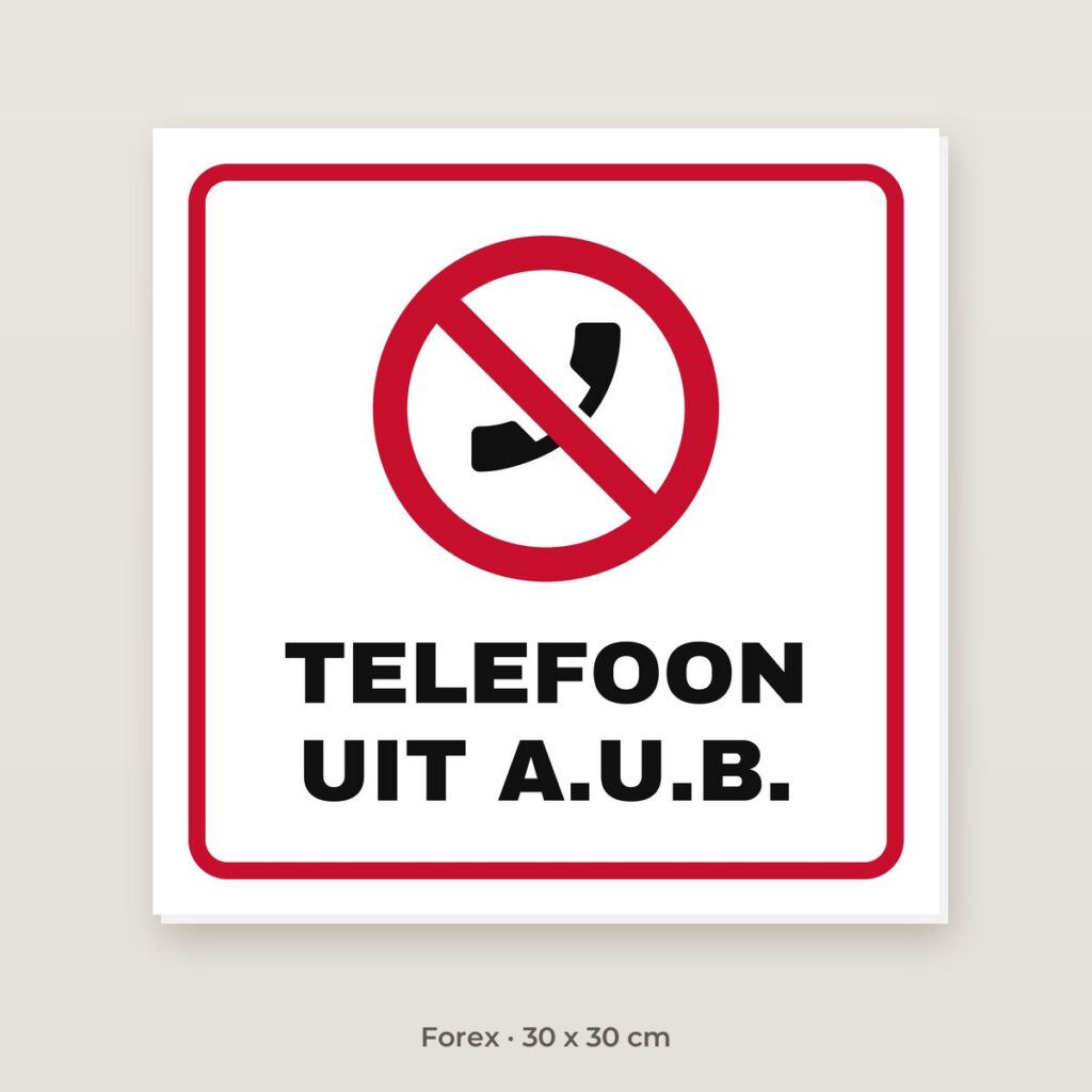 Bordje Geen mobiele telefoons - Forex 30 x 30 cm