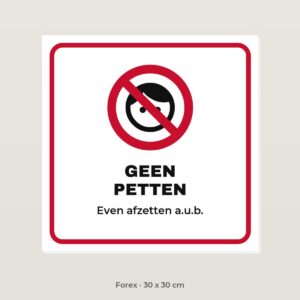 Bordje Geen petten - Forex 30 x 30 cm