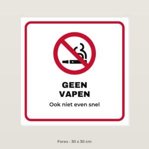 Bordje Geen vapen - Forex 30 x 30 cm
