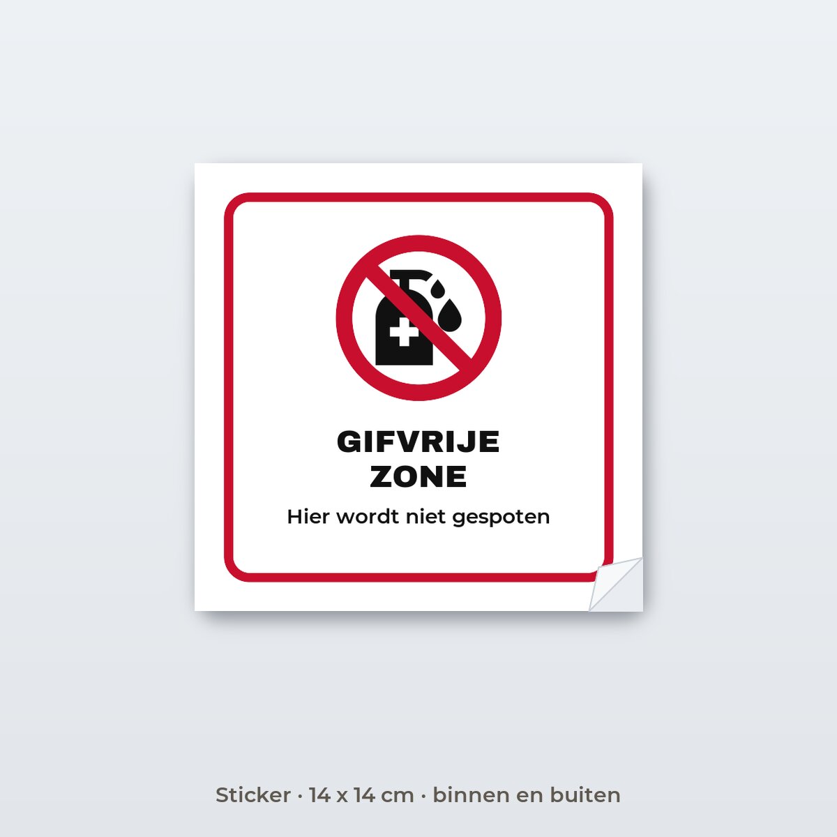 Bordje Gifvrije zone - Sticker 14 x 14 cm
