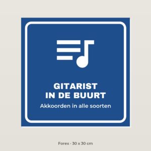 Bordje Gitarist in de buurt - Forex 30 x 30 cm