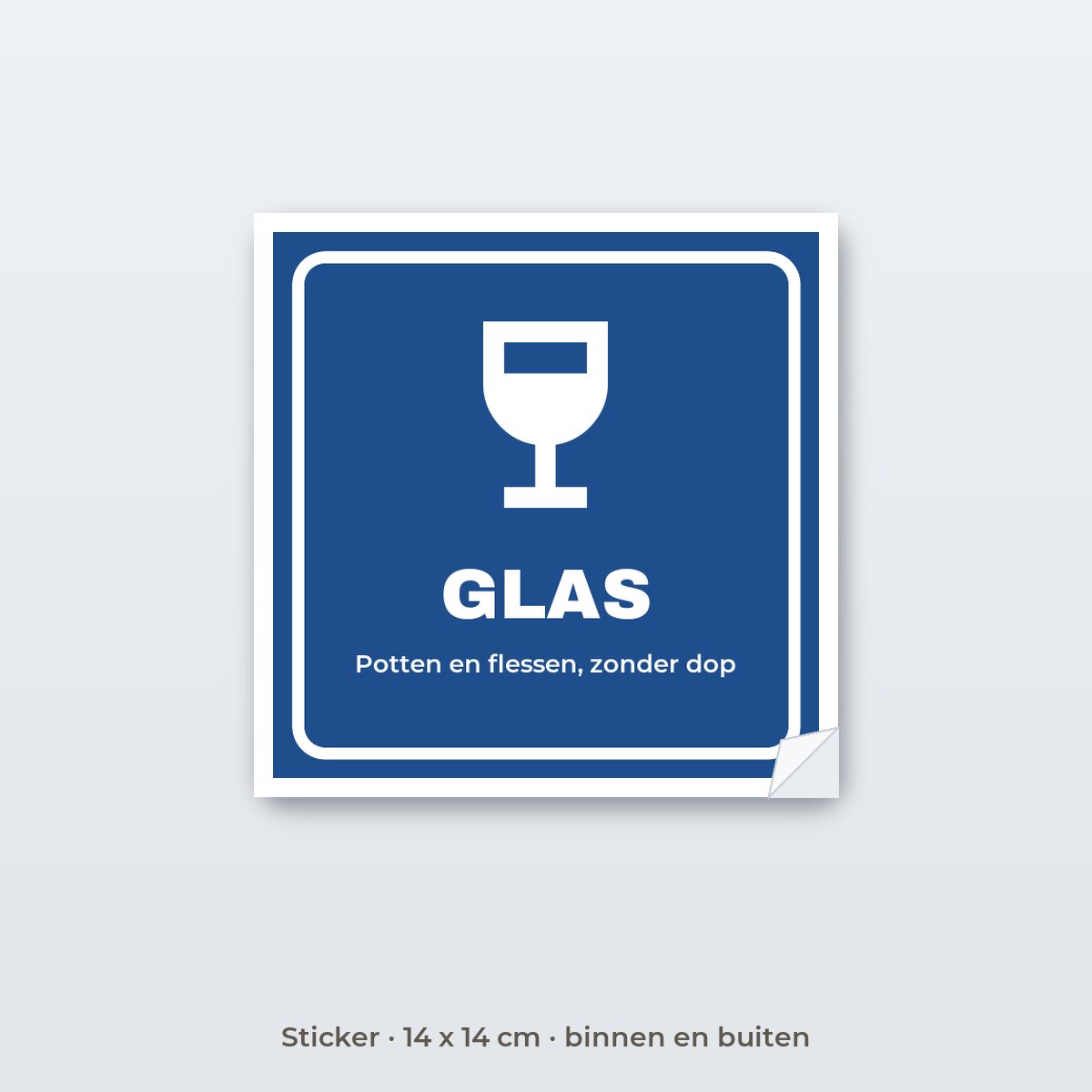 Bordje Glas - Sticker 14 x 14 cm