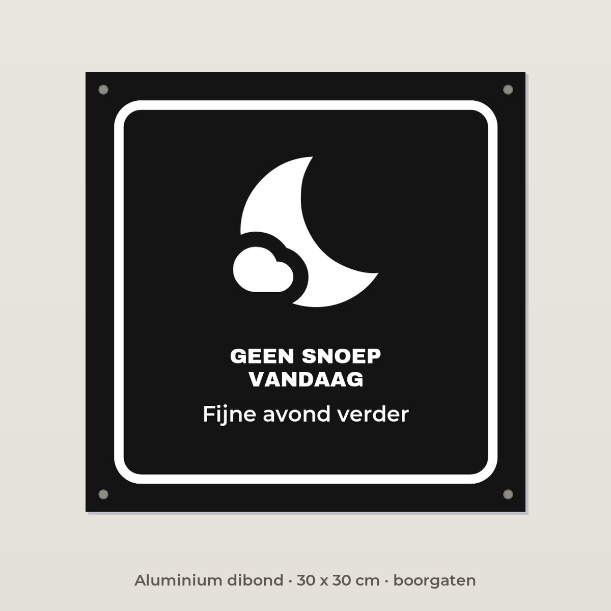 Bordje Geen Halloween hier - Aluminium dibond 30 x 30 cm met boorgaten