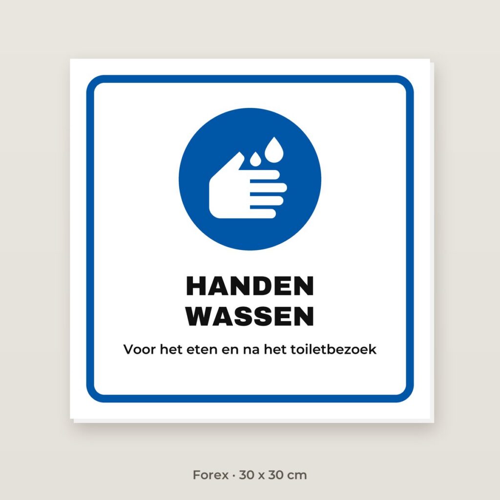 Bordje Handen wassen - Forex 30 x 30 cm