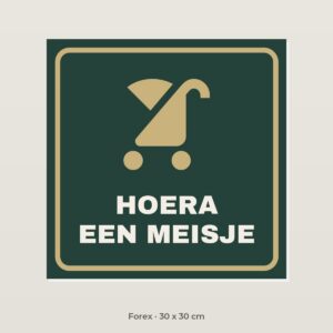 Bordje Hoera, een meisje - Forex 30 x 30 cm
