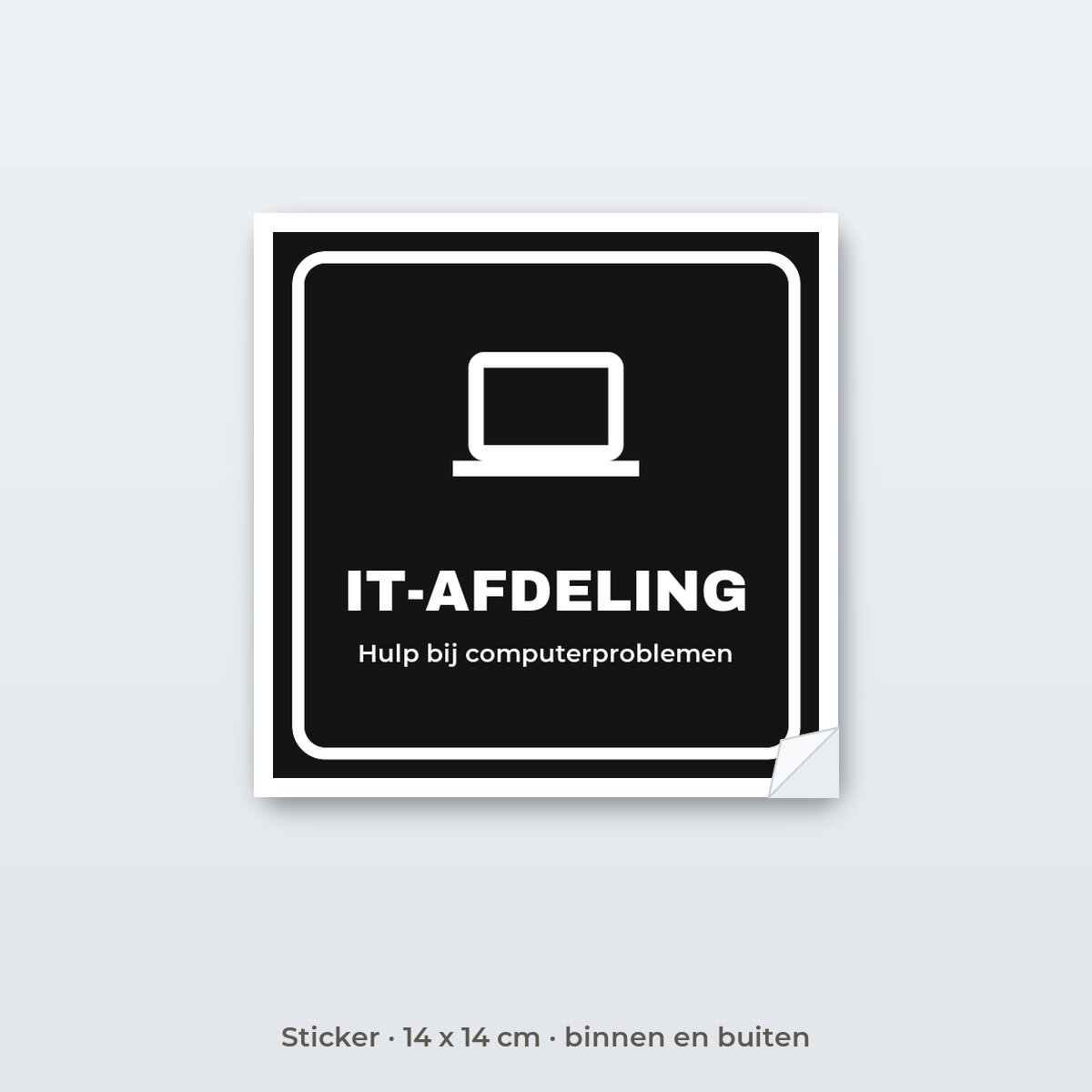 Deurbordje IT-afdeling - Sticker 14 x 14 cm