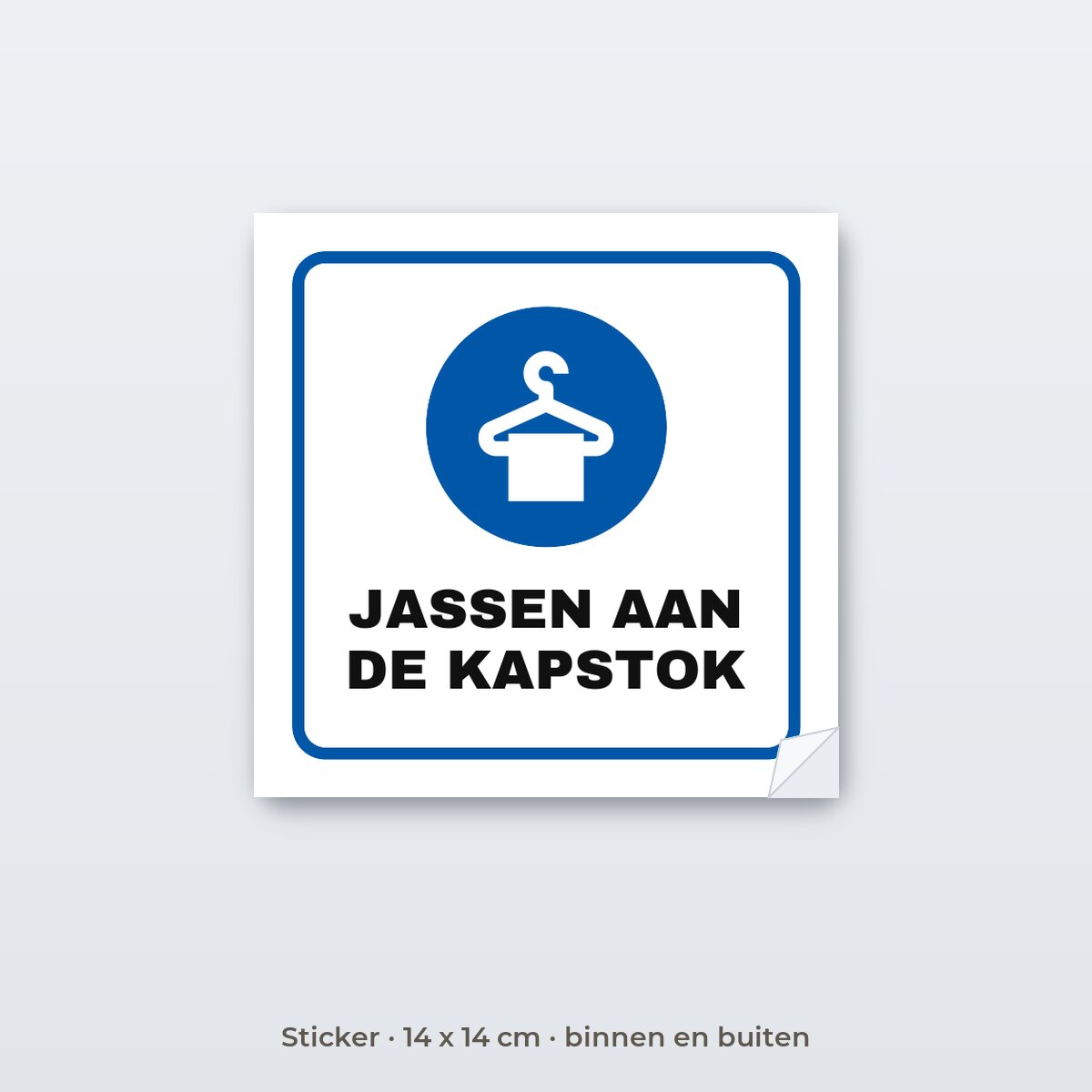 Bordje Jassen aan de kapstok - Sticker 14 x 14 cm