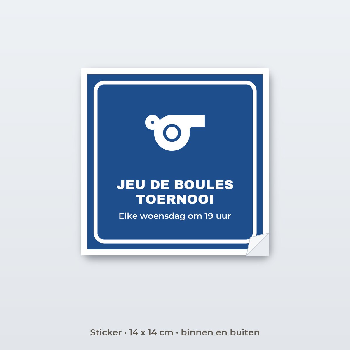 Bordje Jeu de boules toernooi - Sticker 14 x 14 cm