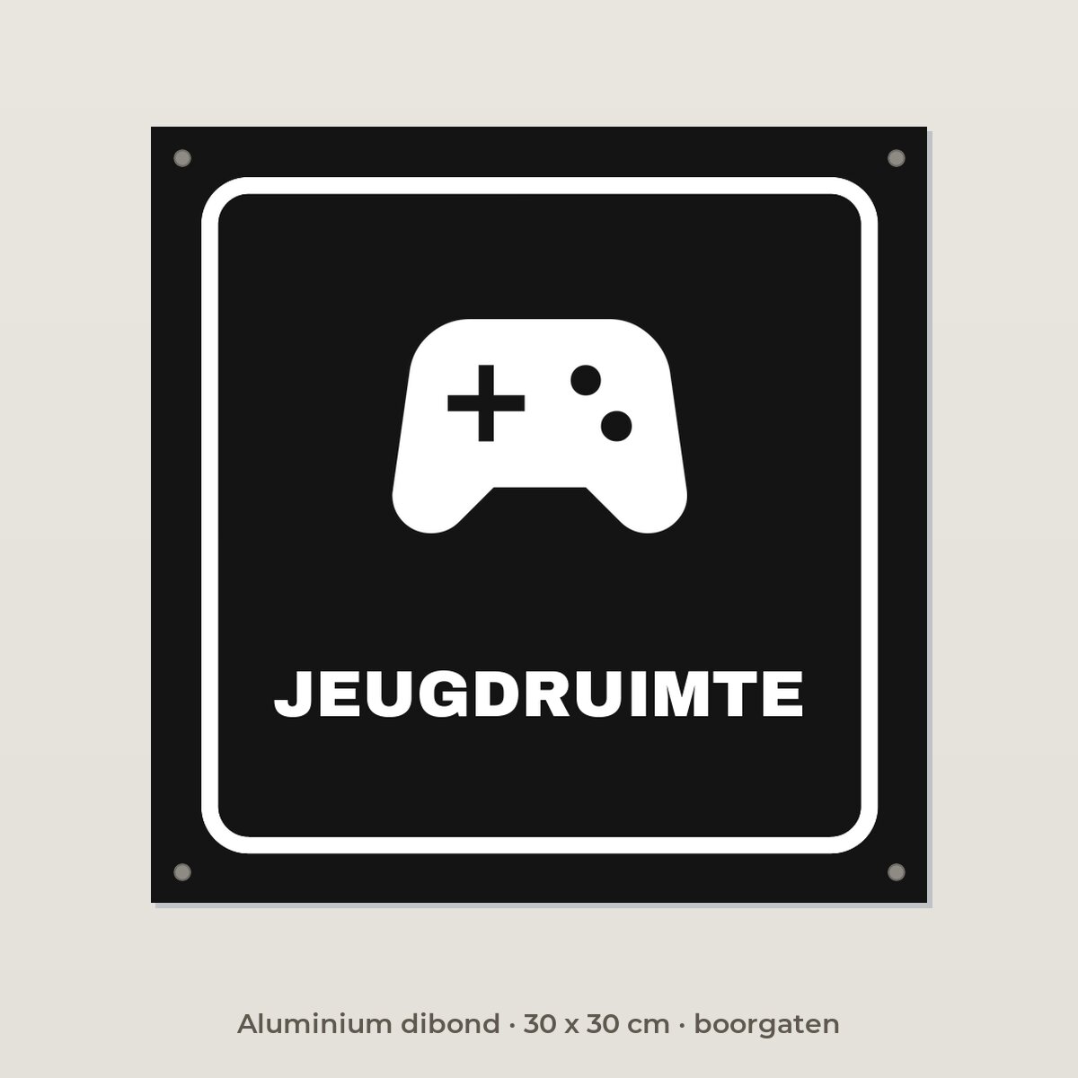 Deurbordje Jeugdruimte - Aluminium dibond 30 x 30 cm met boorgaten