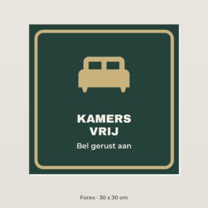 Bordje Kamers vrij - Forex 30 x 30 cm